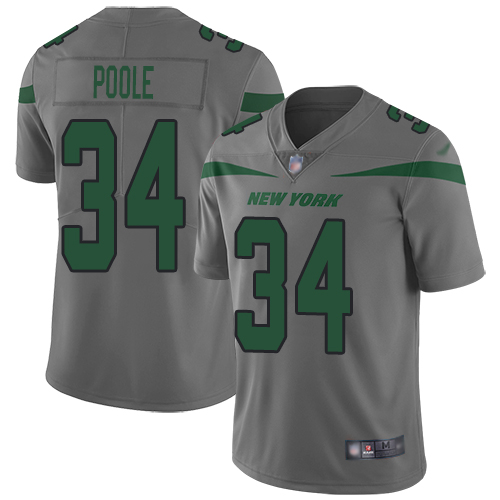 New York Jets Limited Gray Men Brian Poole Jersey NFL Football #34 Inverted Legend->youth nfl jersey->Youth Jersey